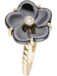 DIAMOND & CO Złoty pierścionek "Fleur Noir" z diamentem rozmiar: 54. Czarne pierścionki damskie Diamond & Co, z diamentem, ceramiczne. Za 848.99 zł.