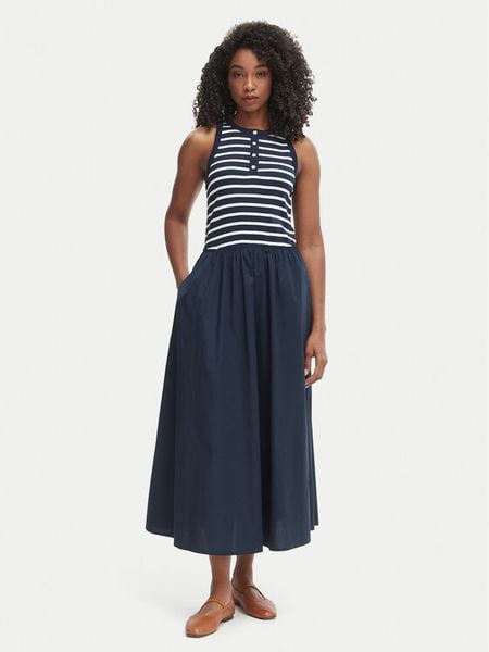 Tommy Hilfiger Sukienka codzienna WW0WW49628 Granatowy Regular Fit. Niebieskie sukienki damskie Tommy Hilfiger, na co dzień, xs, bez wzorów, z bawełny, bez kołnierzyka, bez ramiączek, proste. Za 471.99 zł.