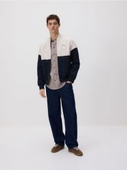 Kurtka bomberka ze stójką - granatowy. Niebieskie kurtki męskie Reserved, l, bez wzorów, bez kaptura. Za 139.99 zł.