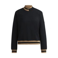 Sweter damski Boss Equestrian Kim. Czarne swetry klasyczne damskie BOSS EQUESTRIAN, l, z bawełny, bez kołnierzyka. Za 485.50 zł.