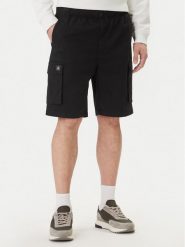 Calvin Klein Jeans Szorty materiałowe LV04RB618G Czarny Regular Fit. Czarne szorty męskie Calvin Klein Jeans, z bawełny, bez kołnierzyka. Za 369.99 zł.