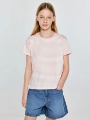 Koszulka dziewczęca w paski różowa Mica 600. Czerwone koszulki dziewczęce Big Star, uniwersalny, bez wzorów, z bawełny, bez ramiączek. Za 59.99 zł.