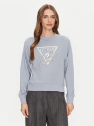 Guess Bluza W5GQ05 KB683 Niebieski Regular Fit. Niebieskie bluzy bez kaptura damskie Guess, s, z bawełny. Za 219.99 zł.