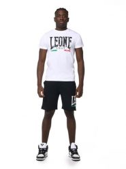 Zestaw męski T-shirt + szorty bermudy z logo Vintage. Czarne szorty męskie LEONE 1947 APPAREL, na lato, bez wzorów, z bawełny, vintage. Za 294.70 zł.