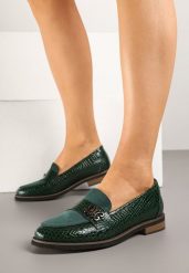 Zielone Lakierowane Mokasyny ze Skórzaną Wkładką Socca. Zielone mokasyny damskie Renee, z jeansu. Za 129.99 zł.