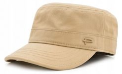 Męska Czapka, Wiosenno-Letnia - Patrolówka - Pako Jeans - Beżowa. Brązowe czapki męskie Pako Jeans, na lato, bez wzorów, z bawełny. Za 75.00 zł.
