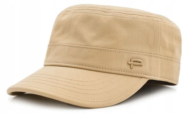 Męska Czapka, Wiosenno-Letnia - Patrolówka - Pako Jeans - Beżowa. Brązowe czapki męskie Pako Jeans, na lato, bez wzorów, z bawełny. Za 75.00 zł.