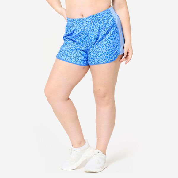 Spodenki fitness damskie Domyos. Niebieskie spodenki sportowe damskie DOMYOS, m, z materiału, na fitness i siłownię. W wyprzedaży za 24.99 zł.