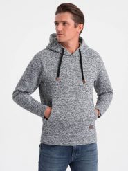 Bluza męska nierozpinana kangurka z kapturem - szary melanż V1 OM-SSNZ-0147 - XXL. Szare bluzy z kapturem męskie Ombre Clothing, l. W wyprzedaży za 59.99 zł.