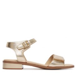 Sandały Caprice. Żółte sandały damskie Caprice, bez wzorów, bez obcasa, na słupku. Za 339.99 zł.