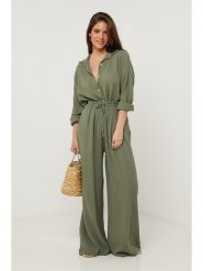 Lin Passion Lniane spodnie w kolorze khaki rozmiar: 36/38. Brązowe spodnie materiałowe damskie Lin Passion, bez wzorów, ze lnu, klasyczne, z standardowym stanem. Za 108.99 zł.