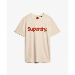 Klasyczny T-shirt Superdry Core Logo Shadow. Brązowe t-shirty męskie Superdry., m, bez wzorów, bez kołnierzyka. W wyprzedaży za 140.80 zł.