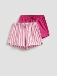 Piżamowe szorty 2 pack - fioletowy. Fioletowe piżamy damskie Reserved, l, bez wzorów, z bawełny, bez ramiączek. Za 55.99 zł.