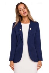 Elegancki Żakiet z Ozdobnymi Guzikami - Granatowy. Niebieskie marynarki i żakiety damskie MOE, l, bez wzorów, z elastanu, eleganckie. Za 298.90 zł.