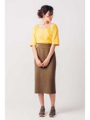 SKFK Spódnica "Anue" w kolorze brązowym rozmiar: 40. Brązowe spódniczki damskie SKFK, bez wzorów, z bawełny, z podwyższonym stanem, midi, proste. Za 65.99 zł.