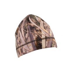 Czapka myśliwska 100 camo. Zielone czapki męskie SOLOGNAC, na zimę, bez wzorów, z materiału, sportowe. Za 24.99 zł.