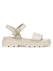 Geox Skórzane sandały "Adacter" w kolorze kremowym rozmiar: 37. Brązowe sandały damskie Geox, bez wzorów, bez obcasa, na koturnie. Za 217.99 zł.
