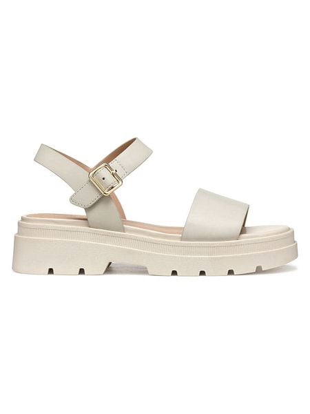 Geox Skórzane sandały "Adacter" w kolorze kremowym rozmiar: 40. Brązowe sandały damskie Geox, bez wzorów, bez obcasa, na koturnie. Za 217.23 zł.