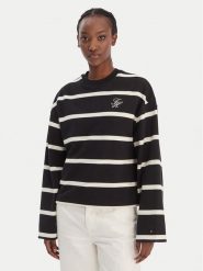 Tommy Hilfiger Sweter WW0WW48431 Czarny Regular Fit. Czarne swetry klasyczne damskie Tommy Hilfiger, xl, z bawełny, bez kołnierzyka. Za 489.99 zł.