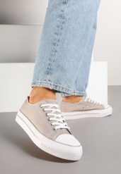 Szare Trampki Klasyczne przed Kostkę na Grubej Podeszwie Senathiela. Szare trampki i tenisówki damskie Born2be, bez wzorów, z jeansu, przed kostkę. Za 44.99 zł.