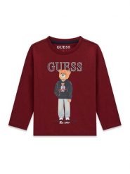 Guess Bluzka N6YI06 K3794 Bordowy Regular Fit. Czerwone t-shirty chłopięce Guess, z aplikacjami, z bawełny, bez ramiączek. Za 114.99 zł.