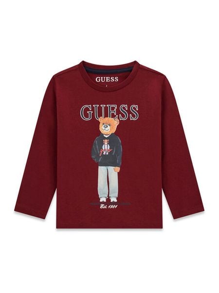 Guess Bluzka N6YI06 K3794 Bordowy Regular Fit. Czerwone t-shirty chłopięce Guess, z aplikacjami, z bawełny, bez ramiączek. Za 114.99 zł.