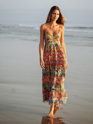 Isla Bonita by SIGRIS Sukienka ze wzorem rozmiar: XL. Sukienki damskie Isla Bonita by SIGRIS, na co dzień, xl, bez wzorów, z bawełny, bez kołnierzyka, bez ramiączek, maxi, proste. Za 125.85 zł.