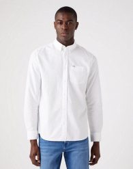 WRANGLER LS 1 PKT BUTTON DOWN SHIRT MĘSKA KOSZULA MATERIAŁOWA WHITE W5B1BM989 112323745. Białe koszule męskie Wrangler, m, bez wzorów, z materiału, bez kołnierzyka, bez ramiączek. Za 179.99 zł.