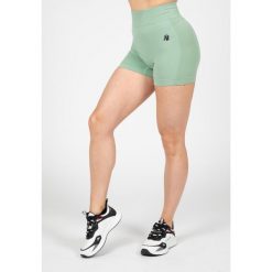 Whitney Bezszwowe Szorty - Zielony. Zielone spodenki sportowe damskie GORILLA WEAR, bez wzorów, sportowe. Za 191.00 zł.
