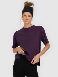 4F T-shirt loose gładki damski - fioletowy S. Fioletowe t-shirty damskie 4f, s, bez wzorów, z dzianiny, bez kołnierzyka. Za 59.99 zł.