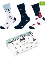 Fun Socks Skarpety (3 pary) w kolorze biało-granatowym rozmiar: 36/40. Białe skarpetki męskie Fun Socks, bez wzorów, z bawełny. Za 61.02 zł.