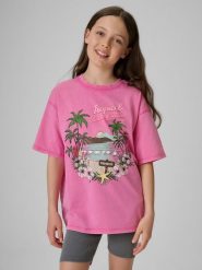 4F T-shirt loose z nadrukiem dziewczęcy - różowy 158/164 (12-14 lat). Czerwone koszulki dziewczęce 4f, s, bez wzorów, z bawełny, bez ramiączek. Za 59.99 zł.
