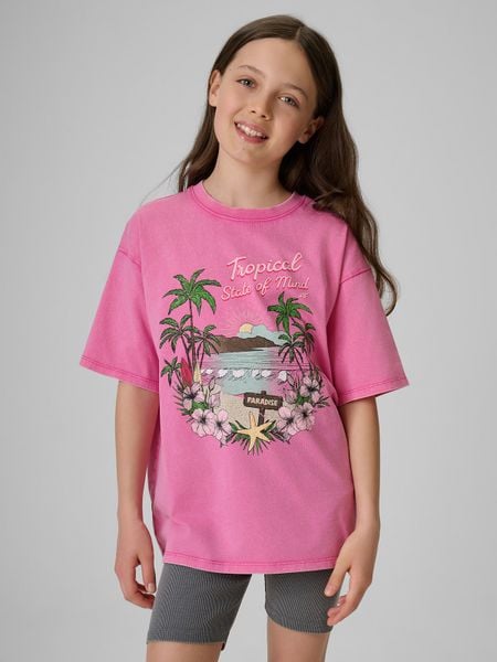 4F T-shirt loose z nadrukiem dziewczęcy - różowy 158/164 (12-14 lat). Czerwone koszulki dziewczęce 4f, s, bez wzorów, z bawełny, bez ramiączek. Za 59.99 zł.