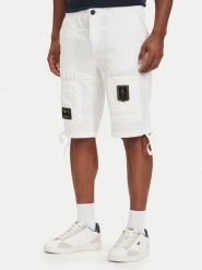 Aeronautica Militare Szorty materiałowe 261BE0041UCT01122 Biały Regular Fit. Białe szorty męskie AERONAUTICA MILITARE, z bawełny, bez kołnierzyka. Za 719.99 zł.