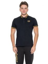 Męska złota koszulka polo z pikowaniem. Czarne koszulki polo męskie LEONE 1947 APPAREL, m, bez wzorów, bez ramiączek. Za 206.29 zł.