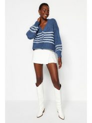Trendyol Kardigan w kolorze granatowo-białym rozmiar: S. Białe kardigany damskie Trendyol, s, bez wzorów. Za 86.99 zł.