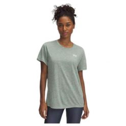 Koszulka Damska Sportowa Under Armour Tech SSCc- Twist. Zielone bluzki sportowe damskie Under Armour, bez kołnierzyka, bez ramiączek. Za 119.99 zł.