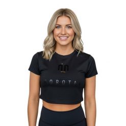 Koszulka treningowa damska Morotai Mesh Double Layer Crop Top. Czarne bluzki sportowe damskie MOROTAI, l, bez wzorów, z elastanu, bez ramiączek. Za 72.00 zł.