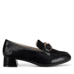 Półbuty Rieker. Czarne półbuty damskie Rieker, bez wzorów, bez obcasa, na obcasie. Za 379.99 zł.