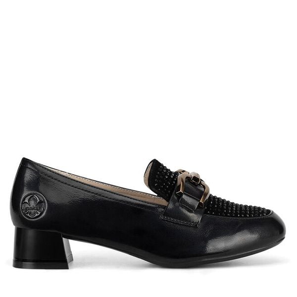 Półbuty Rieker. Czarne półbuty damskie Rieker, bez wzorów, bez obcasa, na obcasie. Za 379.99 zł.