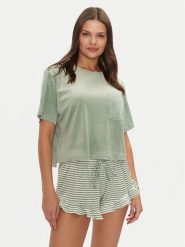 Hunkemöller Koszulka piżamowa 206518 Zielony Relaxed Fit. Zielone koszule nocne damskie Hunkemöller, bez wzorów, z syntetyku. Za 69.99 zł.