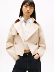 Tommy Jeans kurtka przejściowa Kobiety beżowy, M. Brązowe kurtki damskie Tommy Jeans, m, bez wzorów, z jeansu, bez kaptura. Za 479.95 zł.