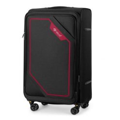 Duża walizka miękka L 26'' SOLIER SOFTFLEX 2240 czarno-czerwona. Czarne walizki bez wzorów, duże. Za 199.00 zł.