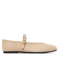 Baleriny LOVE MOSCHINO. Brązowe baleriny damskie Love Moschino, bez wzorów, bez obcasa. Za 729.99 zł.