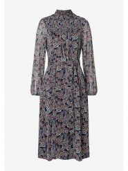 More & More Sukienka w kolorze granatowo-beżowym rozmiar: 42. Brązowe sukienki damskie MORE & MORE, bez wzorów, z tkaniny, bez kołnierzyka, bez ramiączek, maxi, rozkloszowane. Za 182.72 zł.