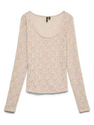 Vero Moda Bluzka w kolorze beżowym rozmiar: M. Brązowe bluzki damskie Vero Moda, m, bez wzorów, z koronki, bez kołnierzyka, bez ramiączek. Za 99.95 zł.