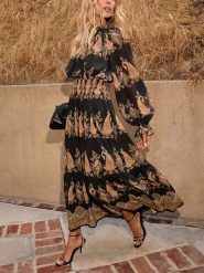 Milan Kiss Sukienka w kolorze karmelowo-czarnym rozmiar: XL. Brązowe sukienki damskie Milan Kiss, xl, bez wzorów, bez kołnierzyka, bez ramiączek, maxi. Za 173.99 zł.