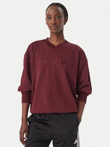 Adidas Bluza Seasonal Essentials Satin V-Neck KS7925 Bordowy Regular Fit. Czerwone bluzy bez kaptura damskie Adidas, m, z syntetyku. Za 238.99 zł.