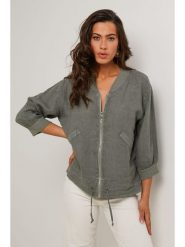 Le Monde du Lin Lniana kurtka w kolorze khaki rozmiar: 38/40. Brązowe kurtki damskie Le Monde du Lin, bez wzorów, ze lnu, bez kaptura. Za 181.76 zł.