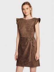 DKNY Sukienka codzienna DD2G1604 Brązowy Regular Fit. Brązowe sukienki damskie DKNY, na co dzień, bez wzorów, z syntetyku, bez kołnierzyka, bez ramiączek, proste. Za 509.99 zł.